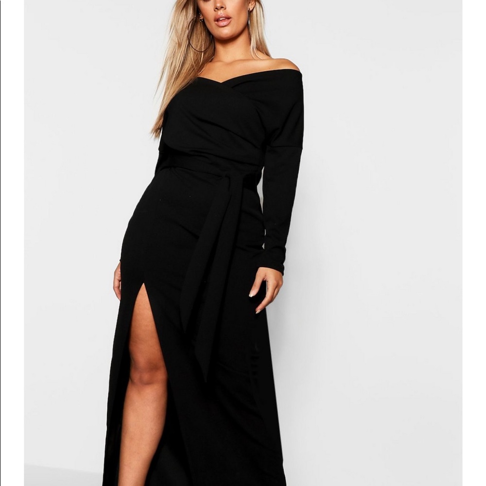 Boohoo long black dress
